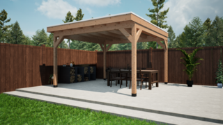 Douglas overkapping, 400 x 400 cm met overstek Verando